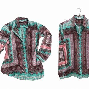 Zara silky medallion print blouse sz small 2 4 6